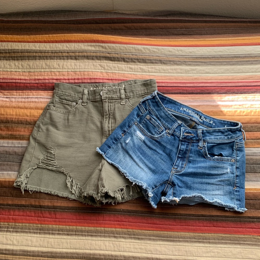 American Eagle Denim and Olive Green Women's Shorts Bundle